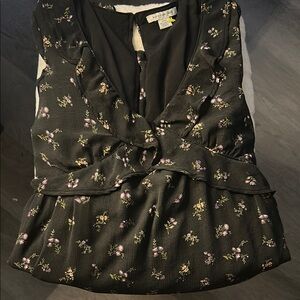 American Eagle Outfitters Black Floral Blouse